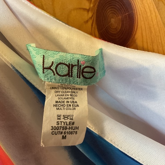 Karlie Chiffon Multi-Stripe On Shoulder Dress Size M - Picture 5 of 5